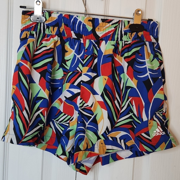 adidas Pants - Adidas women's size small farm shorts royal blue glow mint scarlet black running
